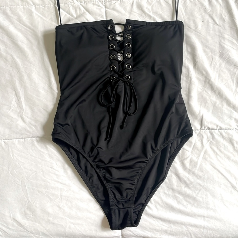 SEEK Strapless Front-Tie Bodysuit—New!